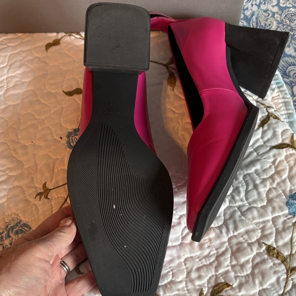 Vagabond Edwina Leather Hyper-Pink Block Heel Pumps Size 39 - Picture 6 of 10